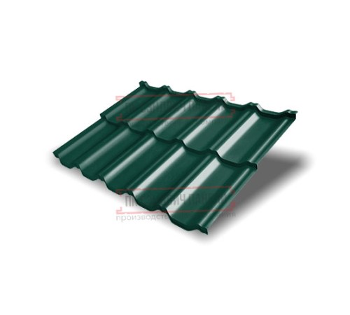 Металлочерепица модульная Квинта Uno 3D RAL6005 Drap-0,45