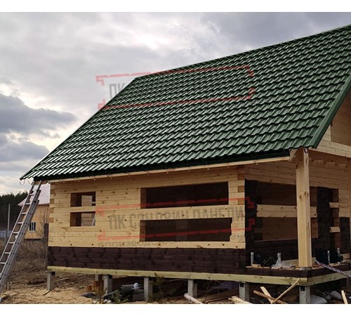 Металлочерепица модульная Квинта Uno 3D RR11 GreenСoat Pural Matt-0,5