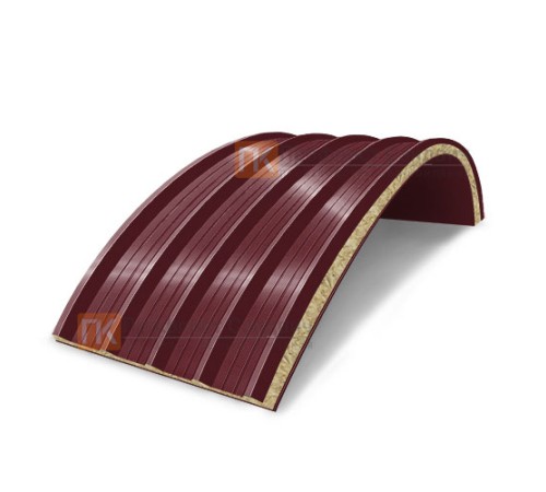 Сэндвич-панели арочные с минеральной ватой, ширина 1000 мм, толщина 80 мм, 0.5/0.5, RAL3005