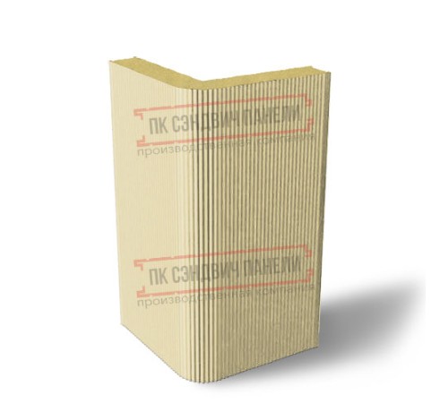 Угловая сэндвич-панель вертикальная из пенополиуретана, 0.5/0.5, ширина 1000 мм, толщина 50 мм, RAL1014