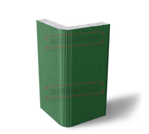 Угловая сэндвич-панель вертикальная из пенополистирола, 0.5/0.5, ширина 1000 мм, толщина 100 мм, RAL6002
