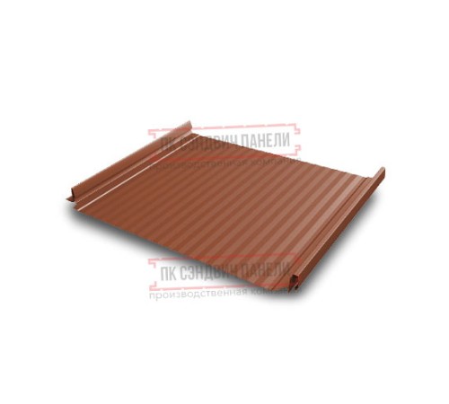 Кликфальц Pro Gofr 0,5 GreenCoat PuRALBT, matt RR750 кирпично-красный (RAL8004 терракота) с пленкой на замках