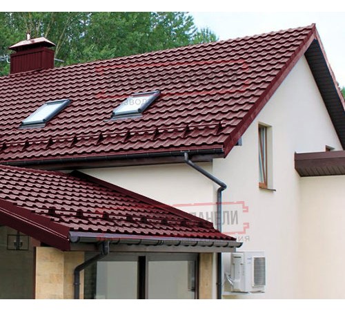 Металлочерепица Квинта плюс 3D RAL3005 Quarzit-0,5