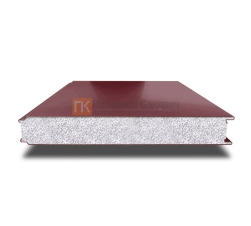 Сэндвич панели гладкие с пенополистиролом, ширина 1000 мм, толщина 120 мм, 0.5/0.5, RAL3005