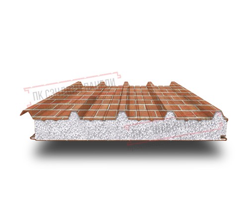 Сэндвич панели кровельные с пенополистиролом, ширина 1200 мм, толщина 10 мм, 0.5/0.5, кирпичная кладка