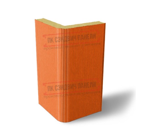 Угловая сэндвич-панель вертикальная из пенополиизоцианурата, 0.5/0.5, ширина 1200 мм, толщина 40 мм, RAL2004