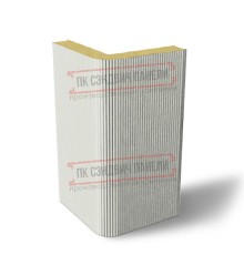 Угловая сэндвич-панель вертикальная из пенополиуретана, 0.5/0.5, ширина 1000 мм, толщина 50 мм, RAL9002