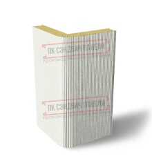 Угловая сэндвич-панель вертикальная из пенополиуретана, 0.5/0.5, ширина 1000 мм, толщина 50 мм, RAL9003