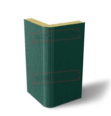 Угловая сэндвич-панель вертикальная из пенополиуретана, 0.5/0.5, ширина 1200 мм, толщина 50 мм, RAL6005
