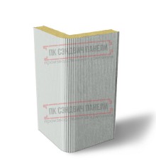 Угловая сэндвич-панель вертикальная из пенополиизоцианурата, 0.5/0.5, ширина 1200 мм, толщина 10 мм, RAL7035