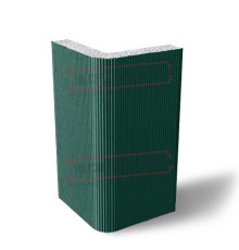 Угловая сэндвич-панель вертикальная из пенополистирола, 0.5/0.5, ширина 1200 мм, толщина 120 мм, RAL6005