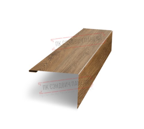 Нащельник (для калиток и ворот) 25х35 жалюзи Milan, Tokyo, Palermo 0,45 Print-double Premium Antique wood (L1,68)