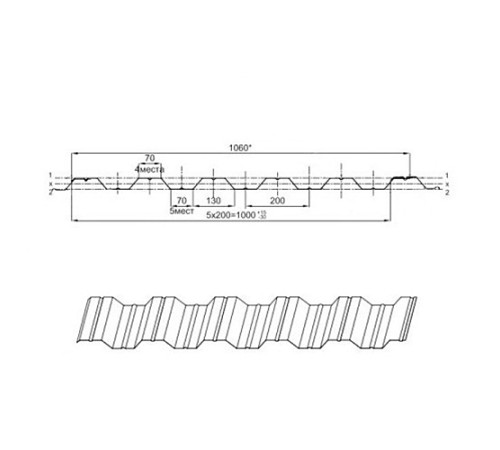 Профнастил НС35ПГ-0.5, Ширина-1100, Полиэстер RAL3009